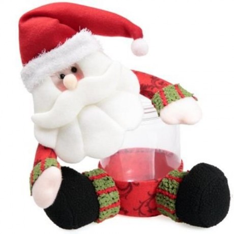CHRISTMAS CANDY JAR SANTA CLAUS DOLL DECORATION (RED)
