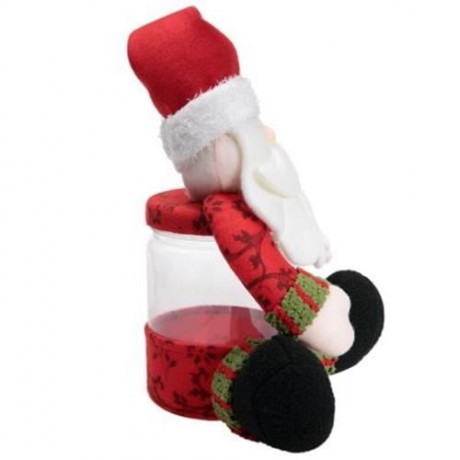 CHRISTMAS CANDY JAR SANTA CLAUS DOLL DECORATION (RED)