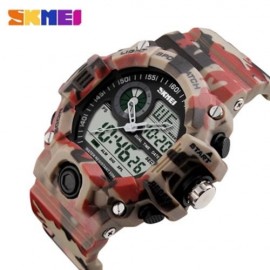 SKMEI 1029 ARMY LED DUAL-MOVT WRISTWATCH WEEK DATE STOPWATCH 5ATM WATER RESISTANT MILITARY