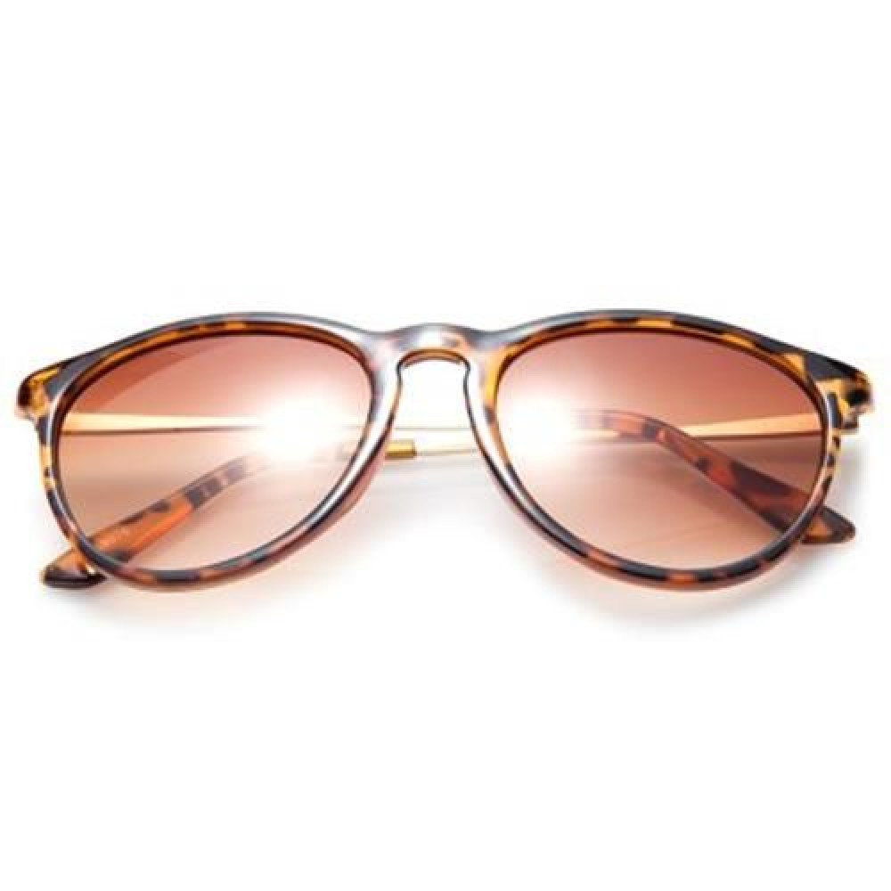 TRENDY VINTAGE ALLOY ROUND FRAME SUNGLASSES (LEOPARD)