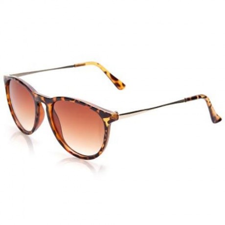 TRENDY VINTAGE ALLOY ROUND FRAME SUNGLASSES (LEOPARD)