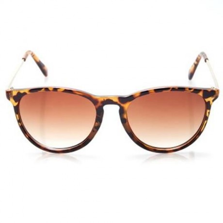 TRENDY VINTAGE ALLOY ROUND FRAME SUNGLASSES (LEOPARD)