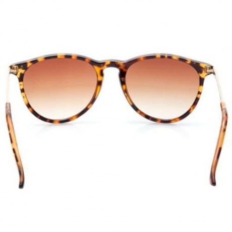 TRENDY VINTAGE ALLOY ROUND FRAME SUNGLASSES (LEOPARD)