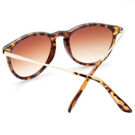 TRENDY VINTAGE ALLOY ROUND FRAME SUNGLASSES (LEOPARD)