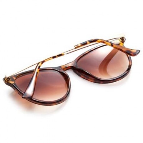 TRENDY VINTAGE ALLOY ROUND FRAME SUNGLASSES (LEOPARD)