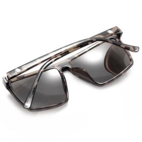 STYLISH QUADRATE FRAME SKULL EMBELLISHED SUNGLASSES (LEOPARD)
