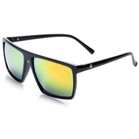 STYLISH QUADRATE FRAME SKULL EMBELLISHED SUNGLASSES (YELLOW)