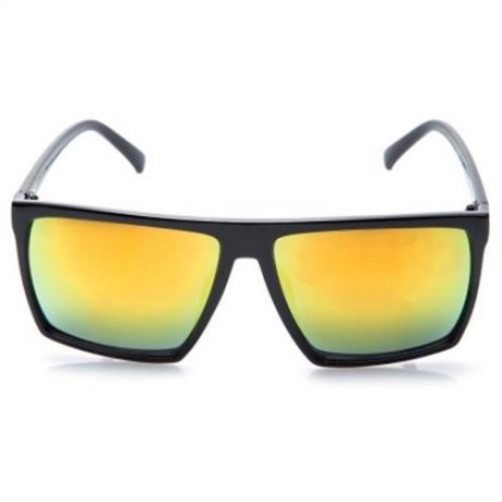 STYLISH QUADRATE FRAME SKULL EMBELLISHED SUNGLASSES (YELLOW)