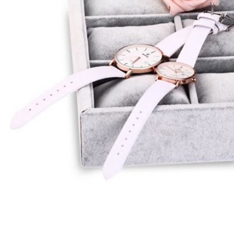 SKONE 9307 RETRO QUARTZ COUPLE WATCH WITH PU LEATHER STRAP (WHITE)