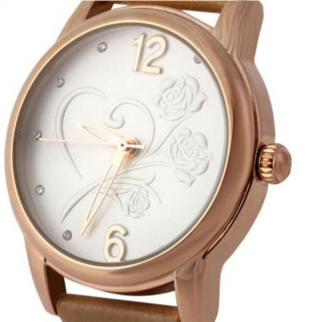 SKONE 9399 WOMEN QUARTZ BIG NUMBER RHINESTONE STEREO ROSE DIAL WATCH HOLLOW POINTER (CHAMP