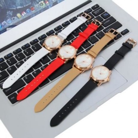 SKONE 9399 WOMEN QUARTZ BIG NUMBER RHINESTONE STEREO ROSE DIAL WATCH HOLLOW POINTER (CHAMP