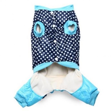 FOUR FEET PET DOG COTTON-PADDED CLOTHES GIRL DESIGN BACK POCKET WARM COAT (PURPLISH BLUE)