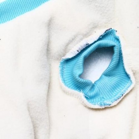 FOUR FEET PET DOG COTTON-PADDED CLOTHES GIRL DESIGN BACK POCKET WARM COAT (PURPLISH BLUE)