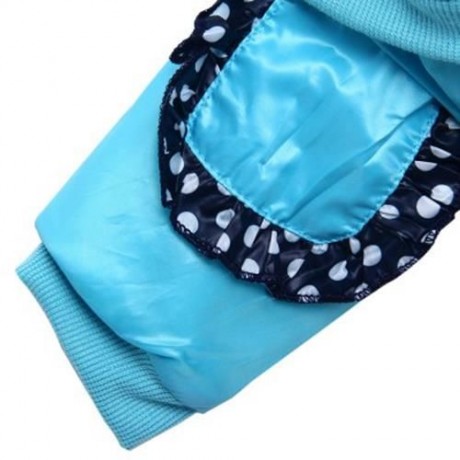 FOUR FEET PET DOG COTTON-PADDED CLOTHES GIRL DESIGN BACK POCKET WARM COAT (PURPLISH BLUE)