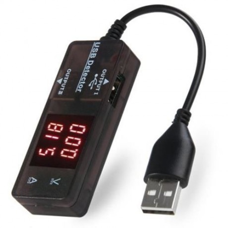 KW203 USB DETECTOR CHARGING VOLTAGE CURRENT PANEL METER LED DUAL DISPLAY (BLACK)