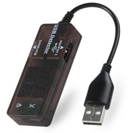 KW203 USB DETECTOR CHARGING VOLTAGE CURRENT PANEL METER LED DUAL DISPLAY (BLACK)