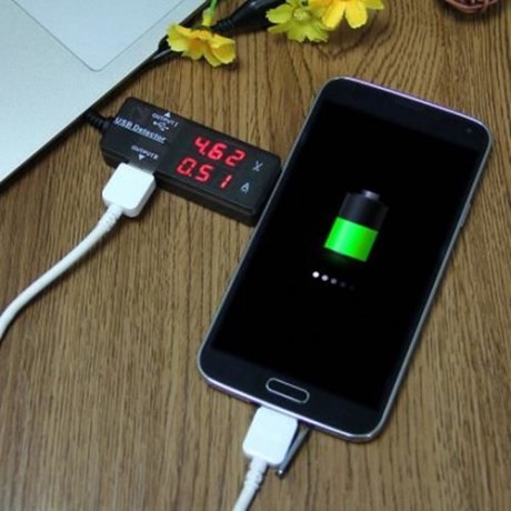 KW203 USB DETECTOR CHARGING VOLTAGE CURRENT PANEL METER LED DUAL DISPLAY (BLACK)
