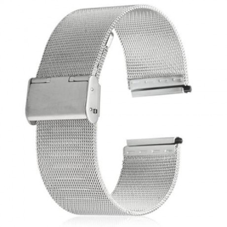18MM MEN WOMEN STAINLESS STEEL MESH WATCH STRAP FOLDING CLASP WITH SAFETY BRACELET (SILVER