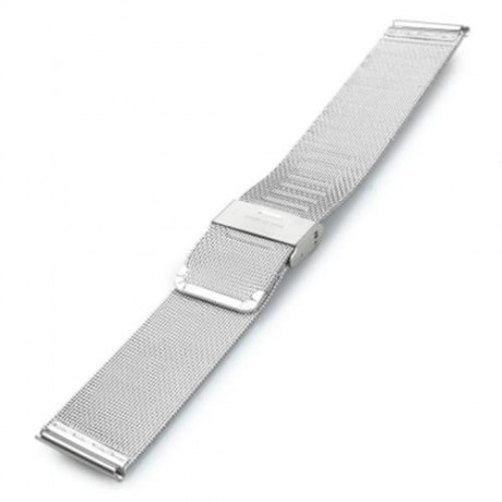 18MM MEN WOMEN STAINLESS STEEL MESH WATCH STRAP FOLDING CLASP WITH SAFETY BRACELET (SILVER
