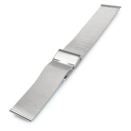 18MM MEN WOMEN STAINLESS STEEL MESH WATCH STRAP FOLDING CLASP WITH SAFETY BRACELET (SILVER