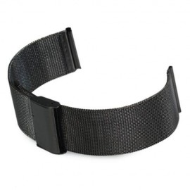 18MM MEN WOMEN STAINLESS STEEL MESH WATCH STRAP FOLDING CLASP WITH SAFETY BRACELET (BLACK)