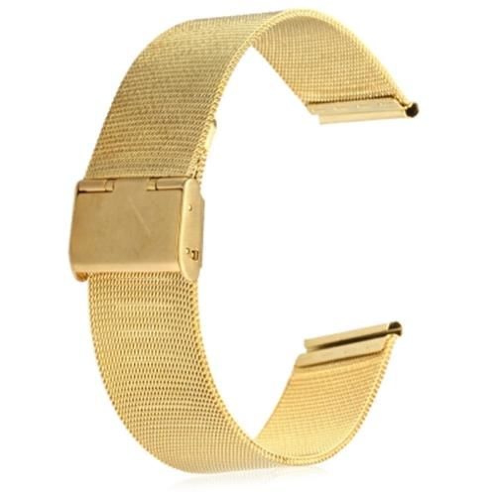 20MM MEN WOMEN STAINLESS STEEL MESH WATCH STRAP FOLDING CLASP WITH SAFETY BRACELET (GOLDEN