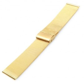 20MM MEN WOMEN STAINLESS STEEL MESH WATCH STRAP FOLDING CLASP WITH SAFETY BRACELET (GOLDEN