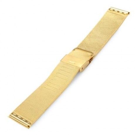 20MM MEN WOMEN STAINLESS STEEL MESH WATCH STRAP FOLDING CLASP WITH SAFETY BRACELET (GOLDEN