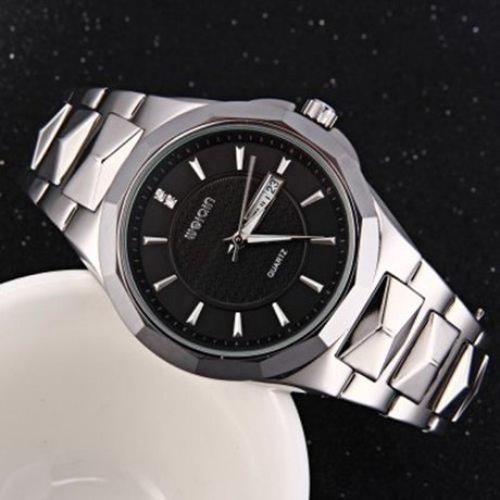 WEIQIN W23031A MALE CALENDAR RHINESTONE QUARTZ WATCH WITH STEEL BAND 5ATM WATER RESISTANT 