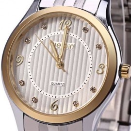 WEIQIN W00117 MALE RHINESTONE QUARTZ WATCH WITH STEEL BAND LUMINOUS POINTERS (WHITE)