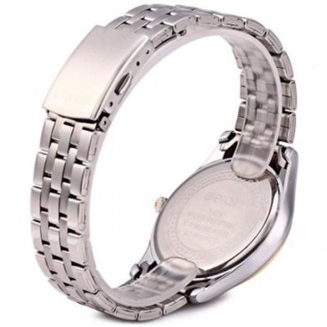 WEIQIN W00117 MALE RHINESTONE QUARTZ WATCH WITH STEEL BAND LUMINOUS POINTERS (WHITE)