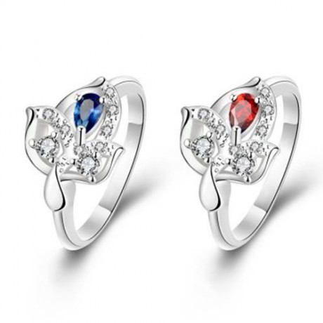 925 SILVER PLATED FASHION RING FOR WOMEN JEWELRY ACCESSORIES NICKLE FREE LEAF PATTERN (SIL