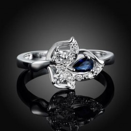 925 SILVER PLATED FASHION RING FOR WOMEN JEWELRY ACCESSORIES NICKLE FREE LEAF PATTERN (SIL