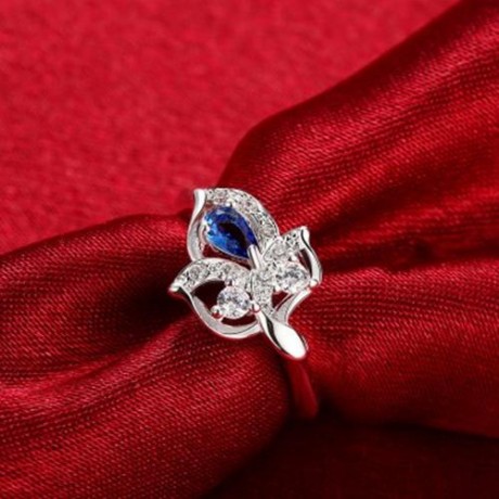925 SILVER PLATED FASHION RING FOR WOMEN JEWELRY ACCESSORIES NICKLE FREE LEAF PATTERN (SIL