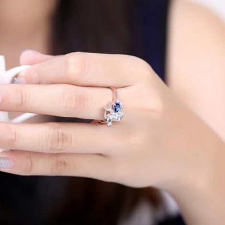 925 SILVER PLATED FASHION RING FOR WOMEN JEWELRY ACCESSORIES NICKLE FREE LEAF PATTERN (SIL