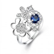 925 SILVER PLATED FASHION RING WITH ROMANTIC FLOWER FOR WOMEN JEWELRY ACCESSORIES NICKLE F