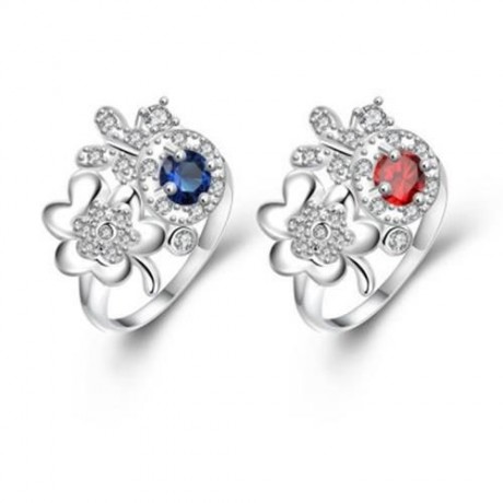 925 SILVER PLATED FASHION RING WITH ROMANTIC FLOWER FOR WOMEN JEWELRY ACCESSORIES NICKLE F