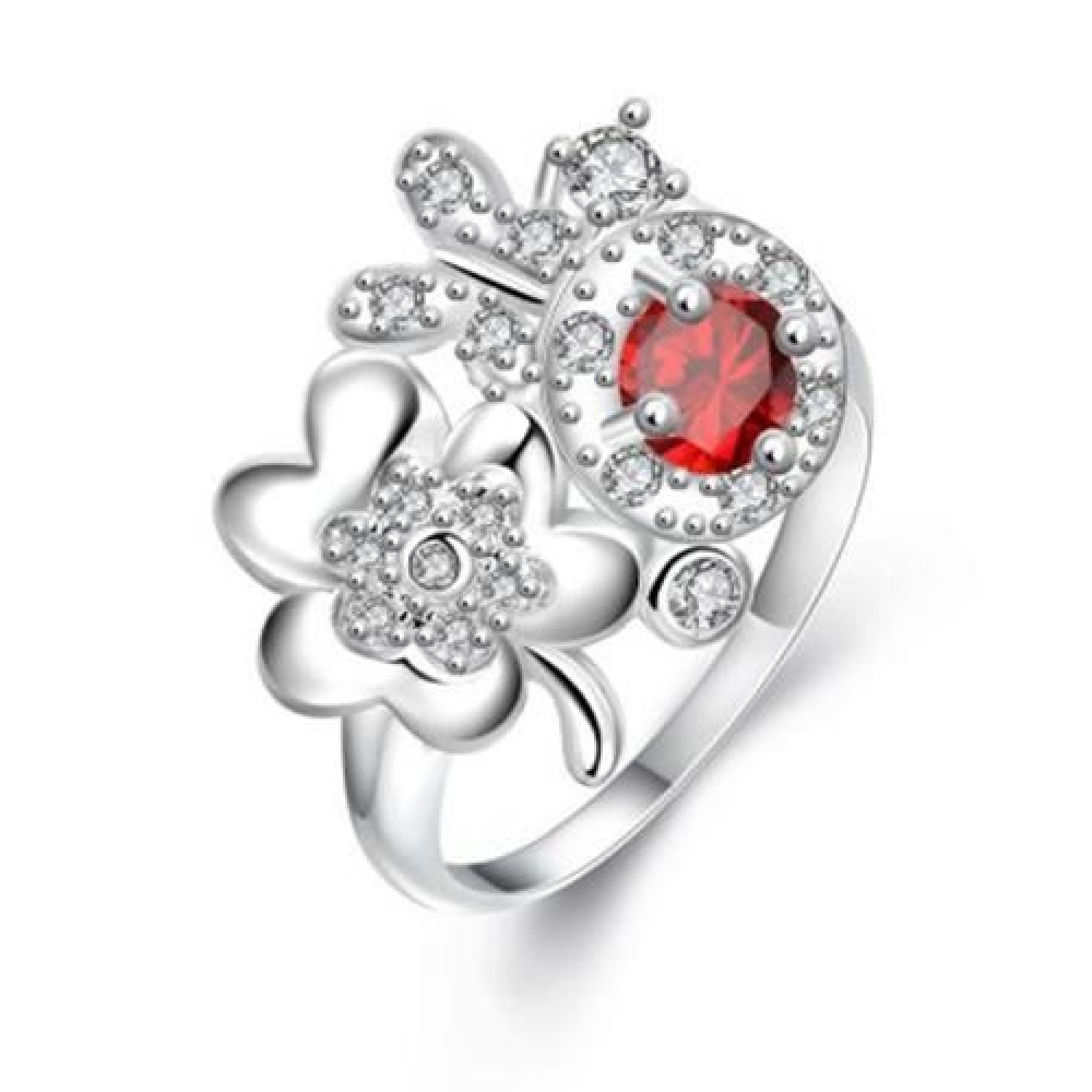 925 SILVER PLATED FASHION RING WITH ROMANTIC FLOWER FOR WOMEN JEWELRY ACCESSORIES NICKLE F 925 SILVER PLATED FASHION RING WITH ROMANTIC FLOWER FOR WOMEN JEWELRY ACCESSORIES NICKLE F