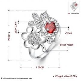 925 SILVER PLATED FASHION RING WITH ROMANTIC FLOWER FOR WOMEN JEWELRY ACCESSORIES NICKLE F