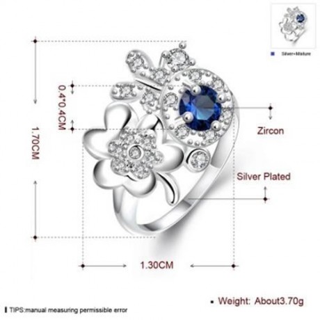 925 SILVER PLATED FASHION RING WITH ROMANTIC FLOWER FOR WOMEN JEWELRY ACCESSORIES NICKLE F
