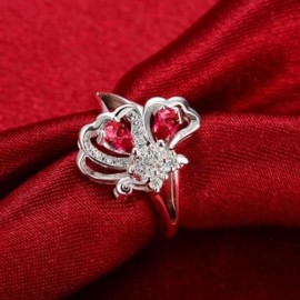 925 SILVER PLATED BOWKNOT PATTERN FASHION RING FOR WOMEN JEWELRY ACCESSORIES NICKLE FREE (