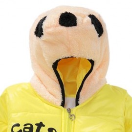 CUTE PANDA HAT LONG SLEEVE ZIPPERED PRINTED PADDED COAT FOR KIDS (YELLOW)