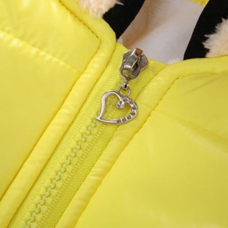 CUTE PANDA HAT LONG SLEEVE ZIPPERED PRINTED PADDED COAT FOR KIDS (YELLOW)