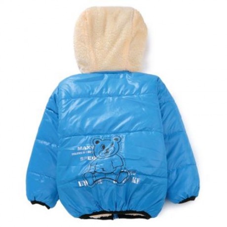CUTE PANDA HAT LONG SLEEVE ZIPPERED PRINTED PADDED COAT FOR KIDS (BLUE)