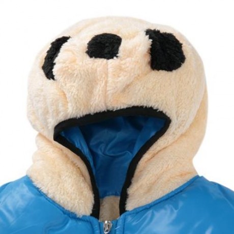 CUTE PANDA HAT LONG SLEEVE ZIPPERED PRINTED PADDED COAT FOR KIDS (BLUE)