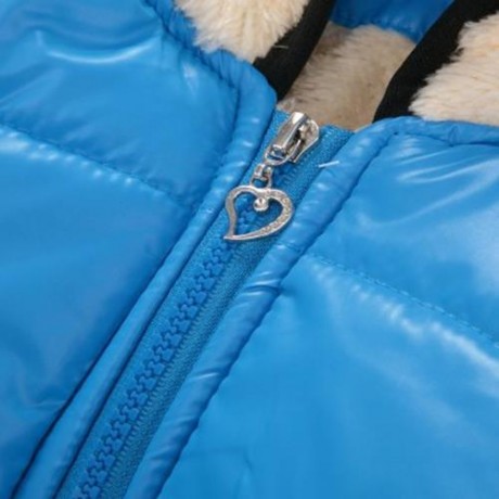 CUTE PANDA HAT LONG SLEEVE ZIPPERED PRINTED PADDED COAT FOR KIDS (BLUE)