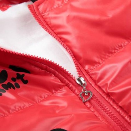 CUTE PANDA HAT LONG SLEEVE ZIPPERED PRINTED PADDED COAT FOR KIDS (RED)
