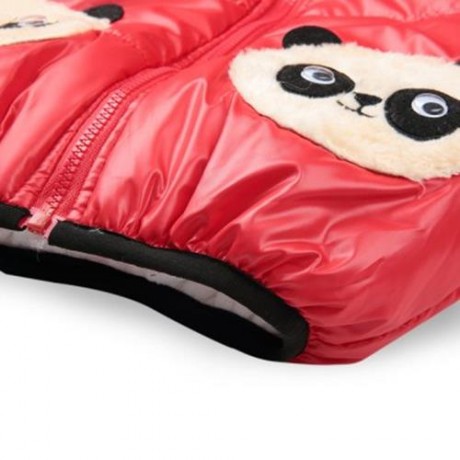 CUTE PANDA HAT LONG SLEEVE ZIPPERED PRINTED PADDED COAT FOR KIDS (RED)