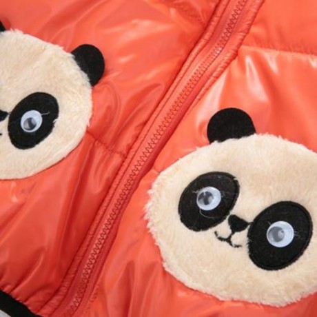 CUTE PANDA HAT LONG SLEEVE ZIPPERED PRINTED PADDED COAT FOR KIDS (JACINTH)