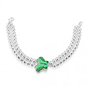 WOMEN CLASSY DESIGN SILVER PLATED BRACELET (GREEN)